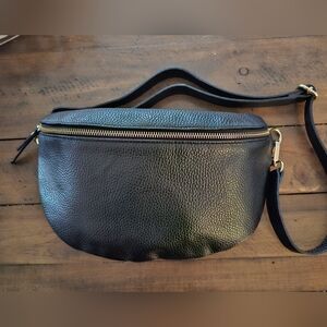 Black Leather Crossbody Bag 12 x 8 x 4